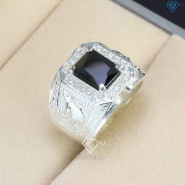 Nhẫn bạc nam mặt đá phong thủy hình con chuột NNA0402