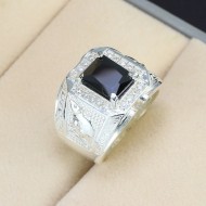 Nhẫn bạc nam mặt đá phong thủy hình con chuột NNA0300