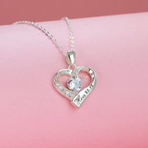 Quà trung thu cho người yêu dây chuyền bạc nữ khắc tên hình trái tim DCN0573