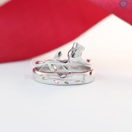 Nhẫn đôi bạc nhẫn cặp bạc hoa hồng đẹp ND0380