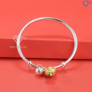 Quà trung thu cho bé lắc bạc cho trẻ sơ sinh khắc tên hình con hổ vàng LTT0090 - Trang Sức TNJ