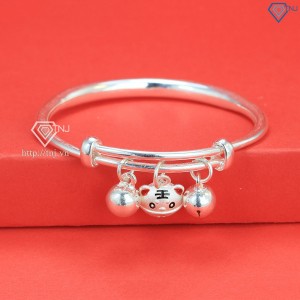 Quà trung thu cho bé lắc bạc cho bé khắc tên hình con hổ có chuông LTT0070 - Trang Sức TNJ