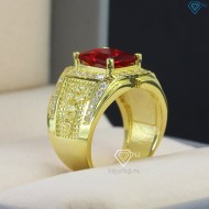 Nhẫn nam bạc xi mạ vàng 18k hình con rồng đá đỏ NNA0090
