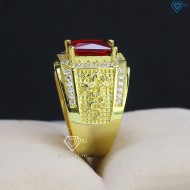 Nhẫn nam bạc xi mạ vàng 18k hình con rồng đá đỏ NNA0090