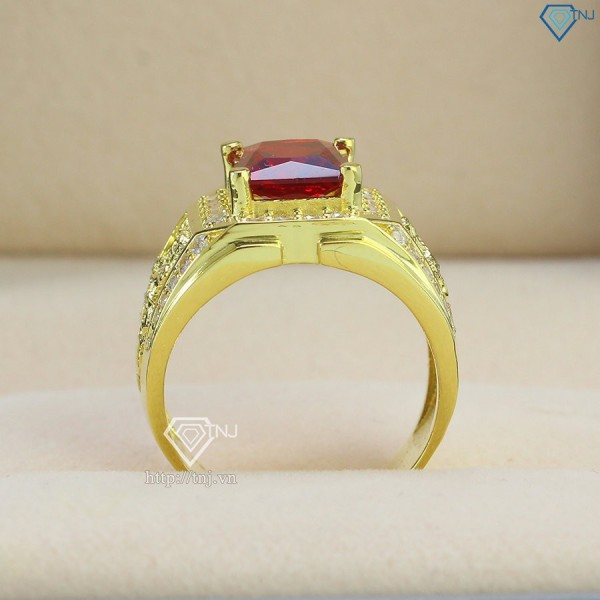 Nhẫn nam bạc xi mạ vàng 18k hình con rồng đá đỏ NNA0090