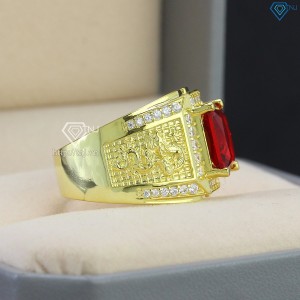 Nhẫn nam bạc xi mạ vàng 18k hình con rồng đá đỏ NNA0090