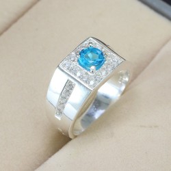 Nhẫn bạc nam mặt đá xanh NNA0062