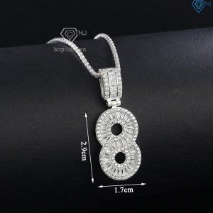 Dây chuyền bạc nam số 8 đính đá DCA0089 - Trang sức TNJ
