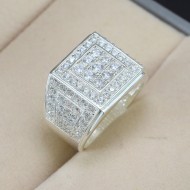 Nhẫn bạc nam mặt đá vuông full đá sang trọng NNA0333