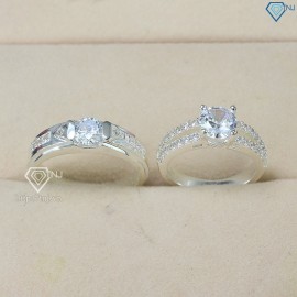 Nhẫn đôi bạc nhẫn cặp bạc đính đá sang trọng ND0144