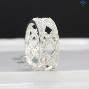 Nhẫn bạc nam kẻ caro đính đá đẹp NNA0343 - Trang Sức TNJ