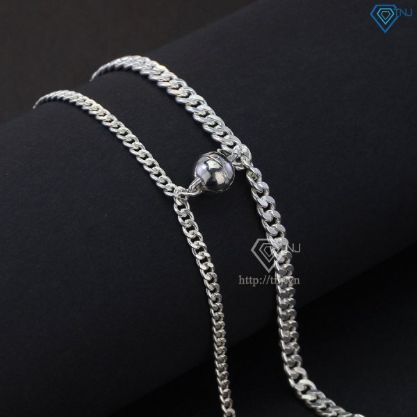 Quà 20 10 cho bạn gái vòng tay đôi nam châm bằng bạc khắc tên LTD0019 - Trang sức TNJ