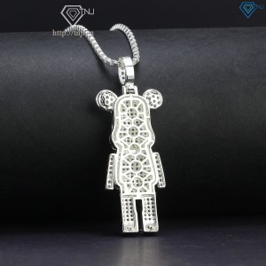 Dây chuyền bạc nam mặt hình gấu Bearbrick đính đá DCA0102