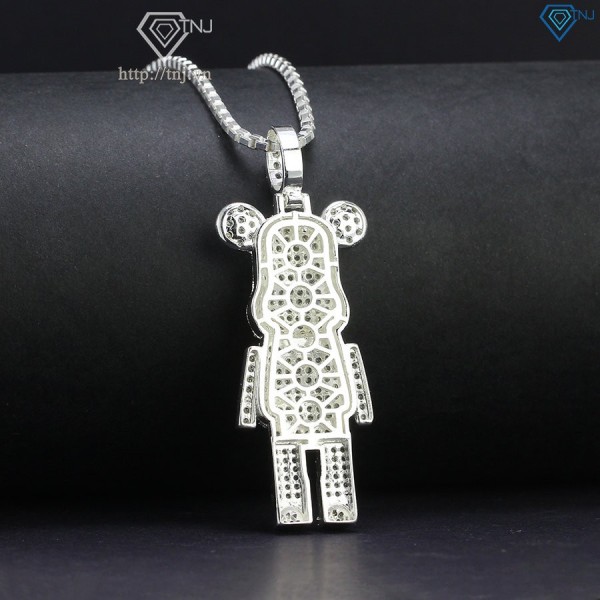 Dây chuyền bạc nam mặt hình gấu Bearbrick đính đá DCA0102