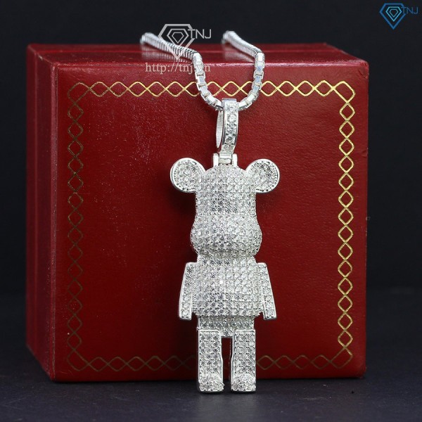 Dây chuyền bạc nam mặt hình gấu Bearbrick đính đá DCA0102