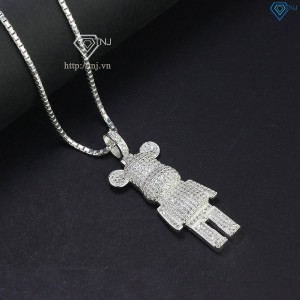Dây chuyền bạc nam mặt hình gấu Bearbrick đính đá DCA0102