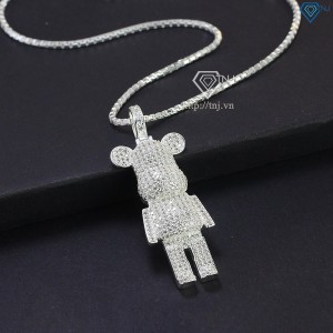 Dây chuyền bạc nam mặt hình gấu Bearbrick đính đá DCA0102