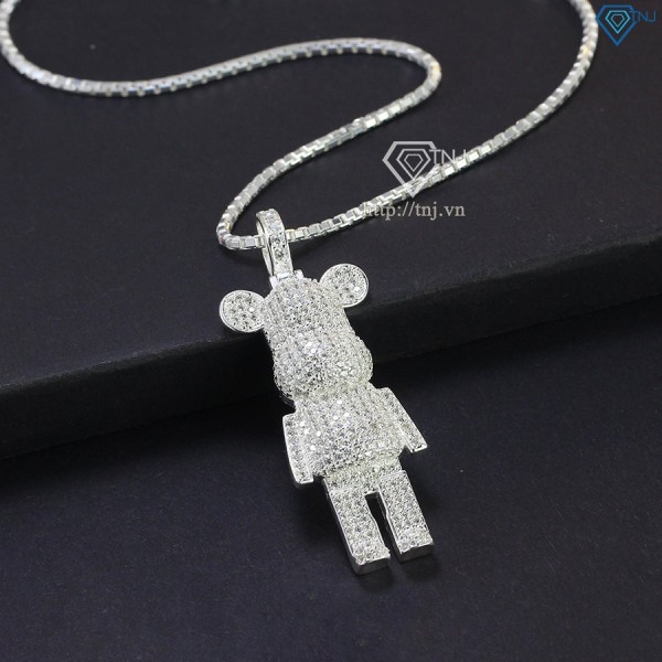 Dây chuyền bạc nam mặt hình gấu Bearbrick đính đá DCA0102