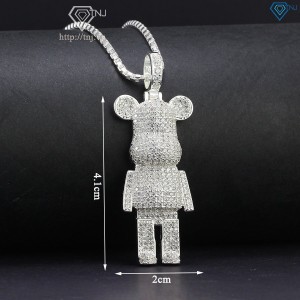 Dây chuyền bạc nam mặt hình gấu Bearbrick đính đá DCA0102