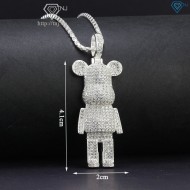 Dây chuyền bạc nam mặt hình gấu Bearbrick đính đá DCA0102