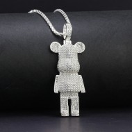 Dây chuyền bạc nam mặt hình gấu Bearbrick đính đá DCA0102
