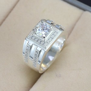 Nhẫn bạc nam đẹp mặt đá trắng sang trọng NNA0358