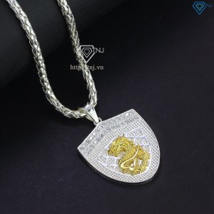 Dây chuyền bạc nam mặt hình rồng cá tính xi vàng tây DCA0003