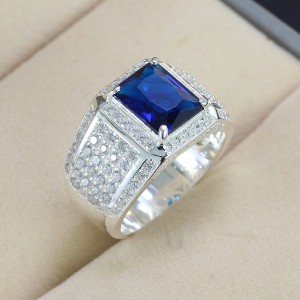 Nhẫn bạc nam mặt đá xanh dương sang trọng NNA0361