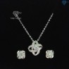 Bộ trang sức bạc hoa 4 cánh đính đá đẹp BTS0051 - Trang Sức TNJ