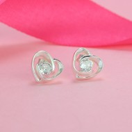 Bông tai bạc nữ trái tim đính đá đẹp BTN0176