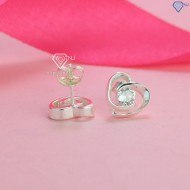 Bông tai bạc nữ trái tim đính đá đẹp BTN0176  - Trang Sức TNJ