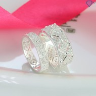 Nhẫn đôi bạc nhẫn cặp bạc kẻ caro đẹp ND0483 - Trang Sức TNJ