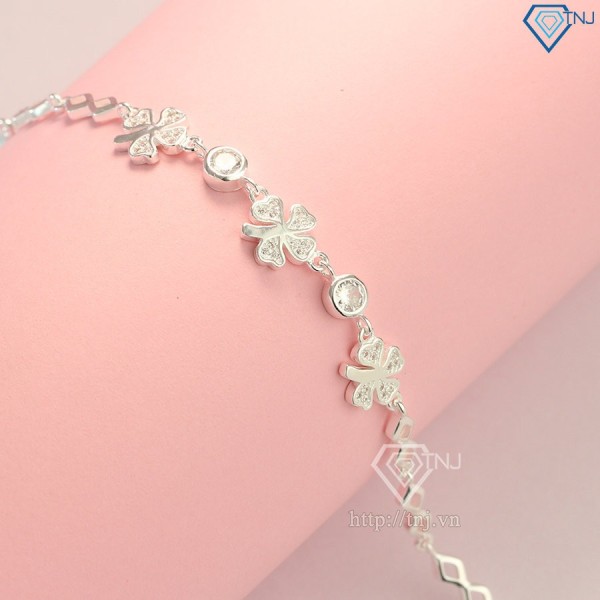 Quà noel cho người yêu lắc tay bạc nữ hình cỏ 4 lá may mắn LTN0173 - Trang Sức TNJ