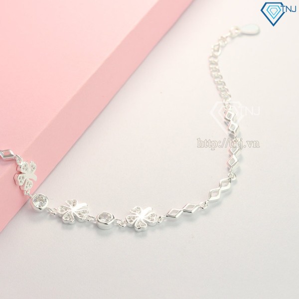 Quà noel cho người yêu lắc tay bạc nữ hình cỏ 4 lá may mắn LTN0173 - Trang Sức TNJ