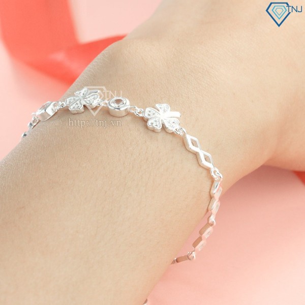 Quà noel cho người yêu lắc tay bạc nữ hình cỏ 4 lá may mắn LTN0173 - Trang Sức TNJ