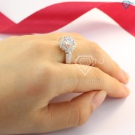 Quà noel cho người yêu nhẫn bạc nữ hình bông tuyết đính đá sang trọng NN0217