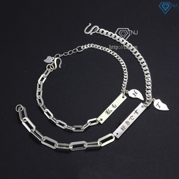 Quà giáng sinh cho người yêu vòng tay cặp đôi tình yêu bạc khắc tên theo yêu cầu LTD0033