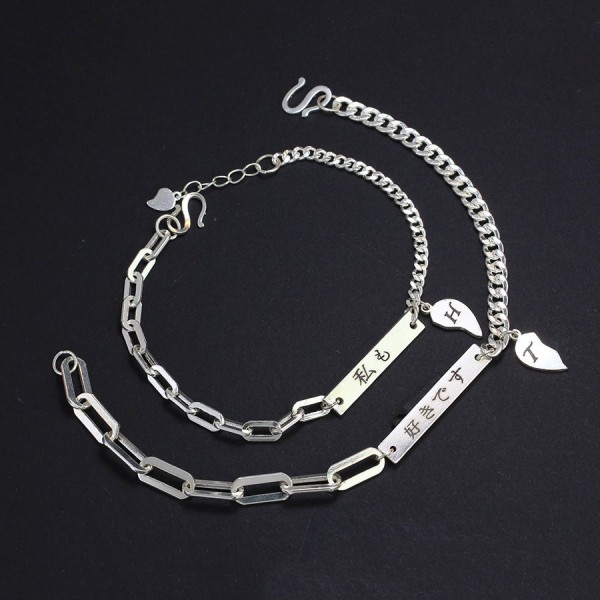 Quà giáng sinh cho người yêu vòng tay cặp đôi tình yêu bạc khắc tên theo yêu cầu LTD0033