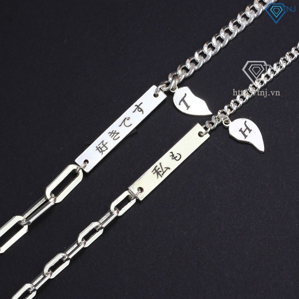 Quà giáng sinh cho người yêu vòng tay cặp đôi tình yêu bạc khắc tên theo yêu cầu LTD0033