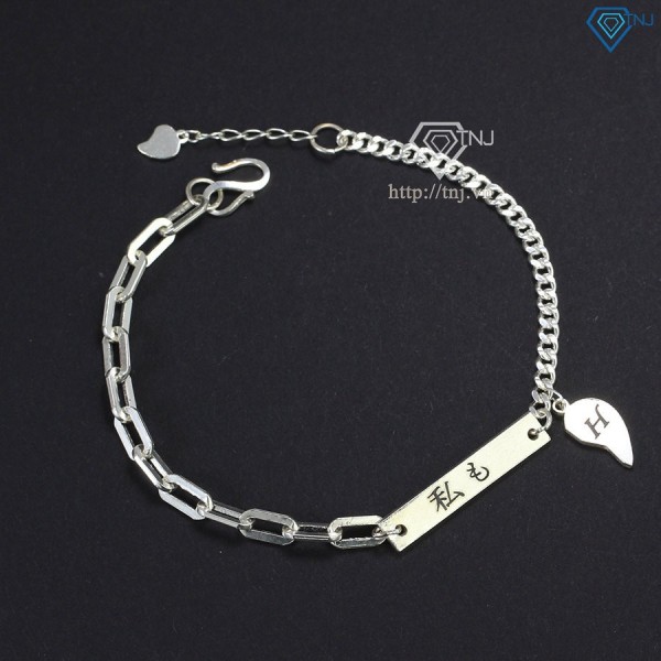 Quà giáng sinh cho người yêu vòng tay cặp đôi tình yêu bạc khắc tên theo yêu cầu LTD0033