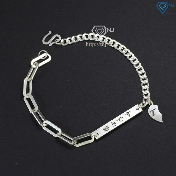 Quà giáng sinh cho người yêu vòng tay cặp đôi tình yêu bạc khắc tên theo yêu cầu LTD0033