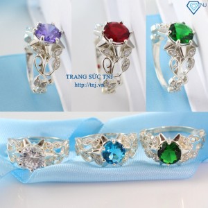 Nhẫn bạc nữ hoa hồng đính đá đẹp NN0153 - Trang Sức TNJ