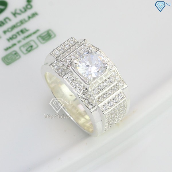 Nhẫn nam bạc đẹp đính đá trắng sang trọng NNA0376 - Trang sức TNJ