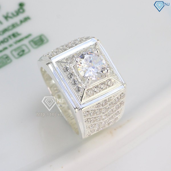 Nhẫn bạc nam mặt đá trắng tại Hà Nội NNA0389 - Trang sức TNJ
