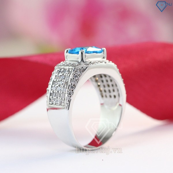 Nhẫn bạc nam đẹp mặt đá xanh dương sang trọng NNA0096