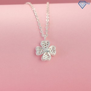 Quà valentine cho người yêu dây chuyền cỏ 4 xoay đính đá trắng DCN0508