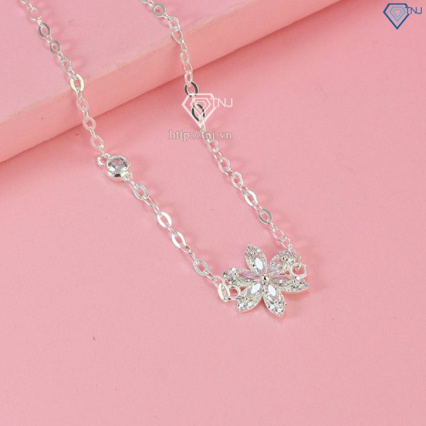 Quà valentine cho người yêu lắc tay bạc nữ bông hoa đá LTN0306