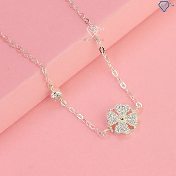 Quà valentine cho bạn gái lắc tay bạc nữ hình cỏ 4 xoay LTN0318 - Trang sức TNJ
