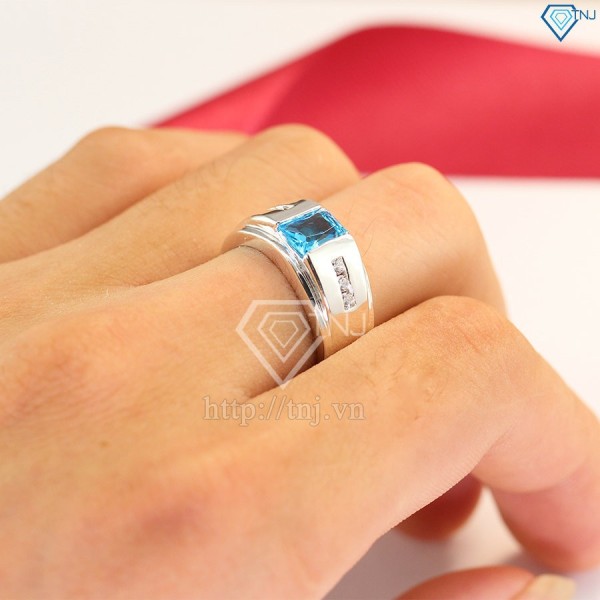 Nhẫn bạc nam đẹp mặt đá xanh dương sang trọng NNA0093
