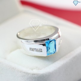 Nhẫn bạc nam đẹp mặt đá xanh dương sang trọng NNA0093
